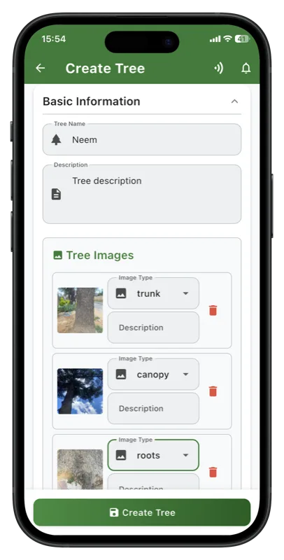 Arborsist app: issue report screen